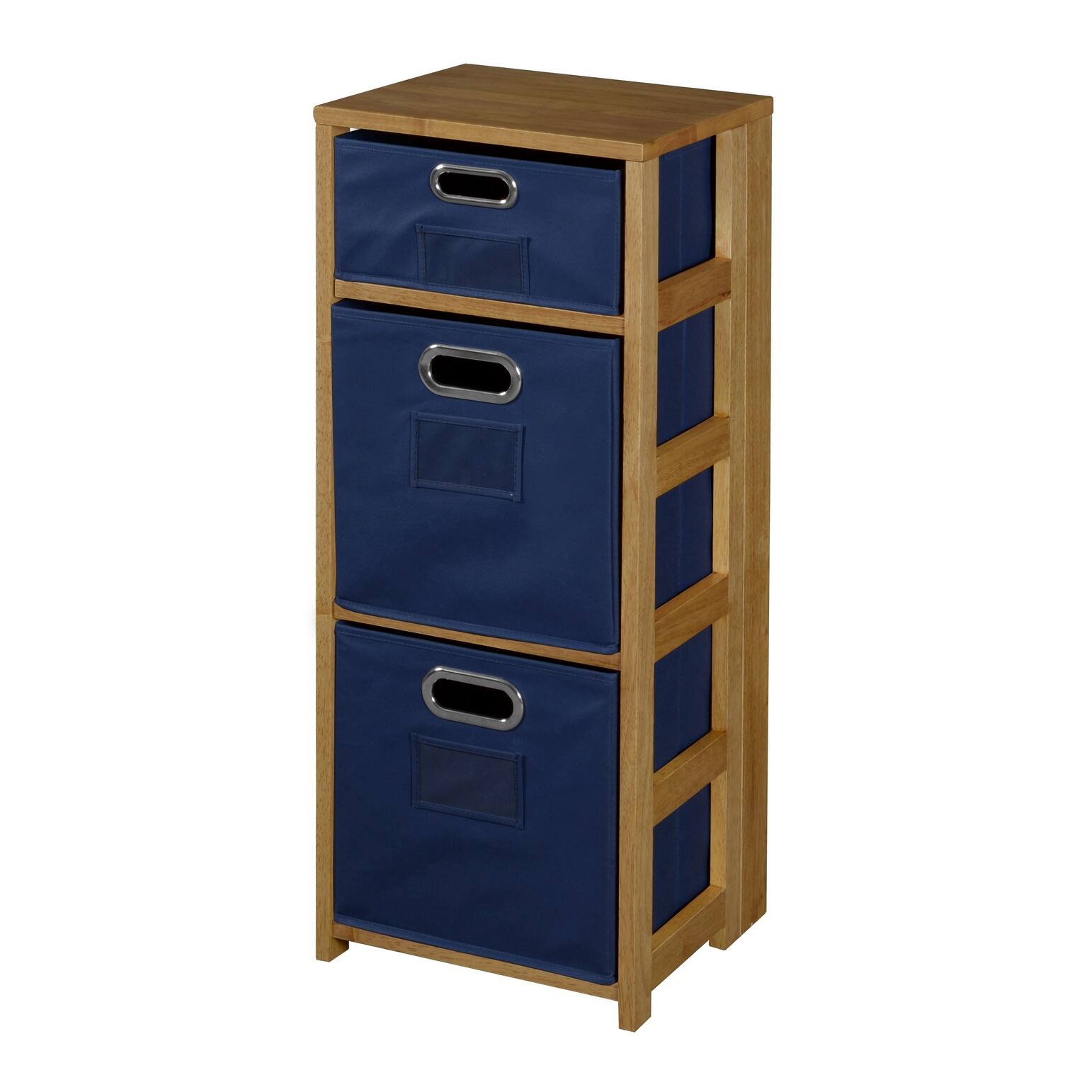 Fairway 34" Square Folding Bookcase with Folding Fabric Bins- Medium